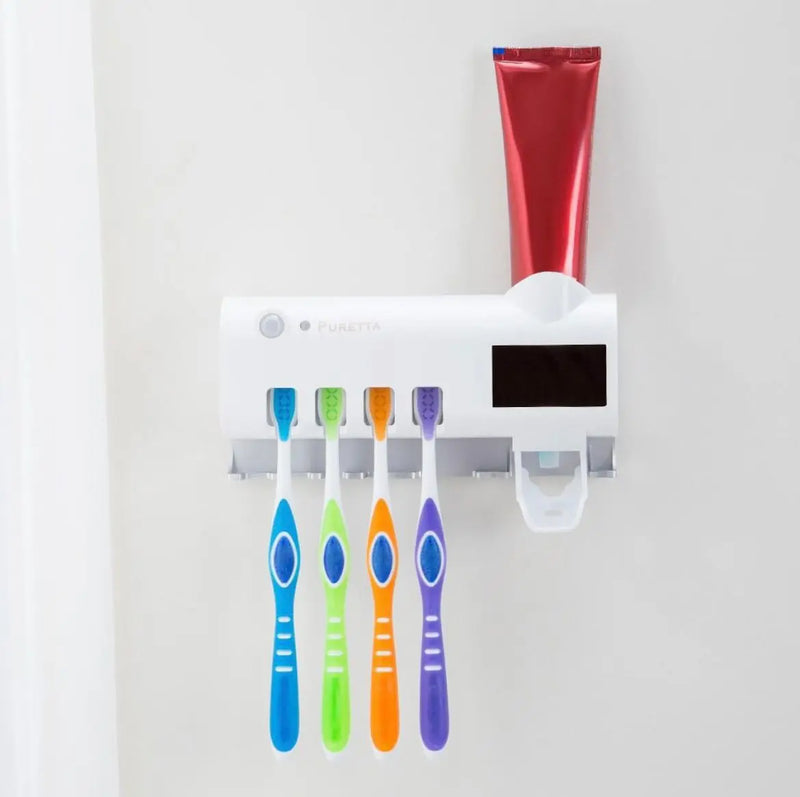 Suporte Para Escova De Dentes Esterilizador Com Luz UV Antibacteriano Distribuidor Automático De Creme Dental