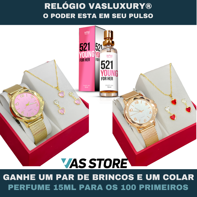 Relógio Feminino Vasluxury® + Brindes Exclusivos!